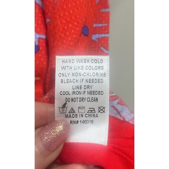 Lost + Wander Red Blue Floral Babydoll Smocked Dress Cottagecore Y2K Feminine M - Picture 8 of 9